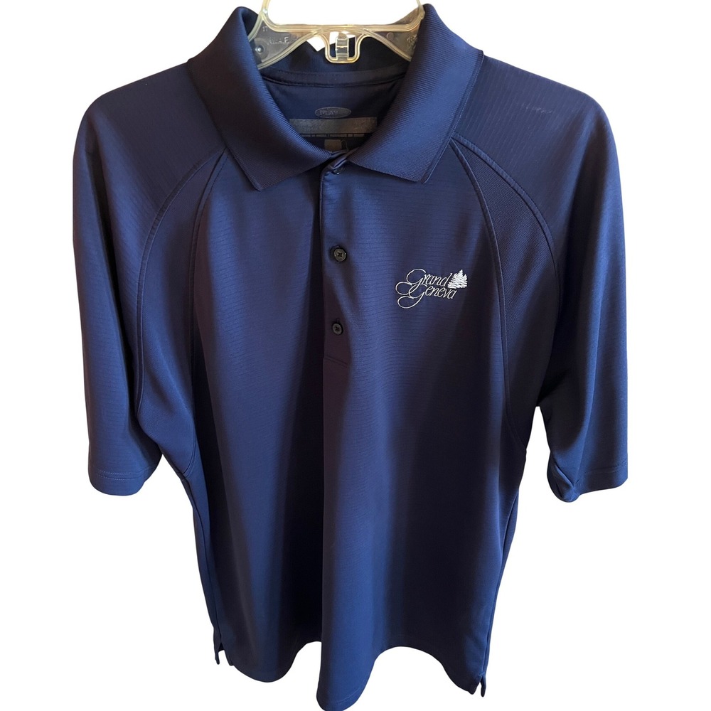 Nike Play Dry Polo Shirt Mens XL Navy Blue Good Grand Geneva Resort Performance